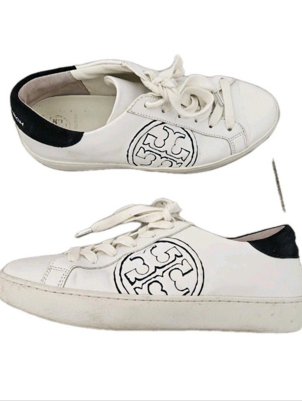 💖Tory Burch White Leather Logo Low-Top Sneaker size 7 💖 - Picture 2 of 10